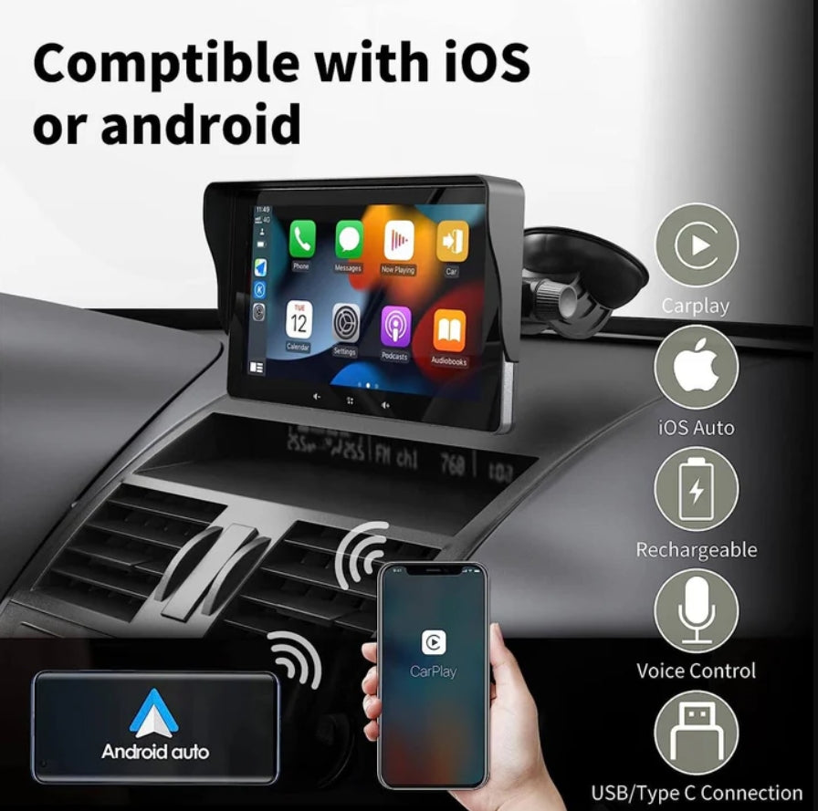 7" Touchscreen Car Display with Free Rear View Camera(2024 Edition)