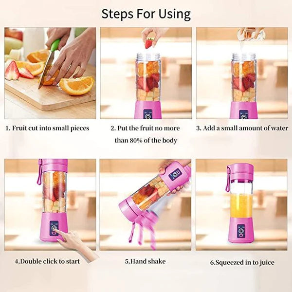 PORTABLE ELECTRIC USB JUICE MAKER BOTTLE | BLENDER GRINDER MIXER | RECHARGEABLE BOTTLE WITH 6 BLADES