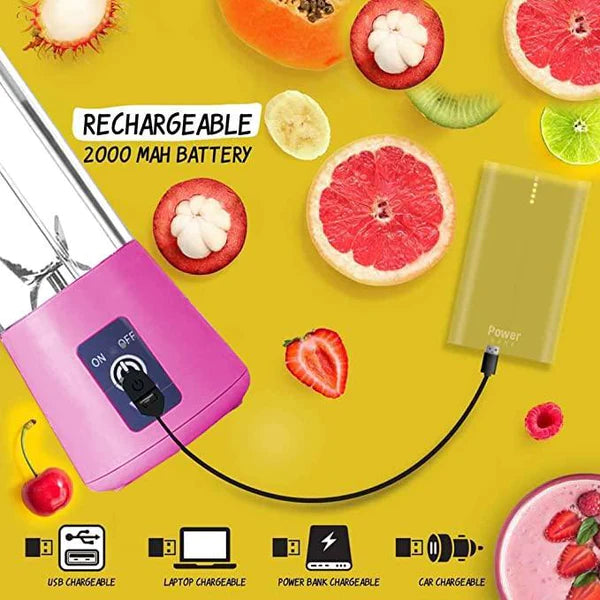 PORTABLE ELECTRIC USB JUICE MAKER BOTTLE | BLENDER GRINDER MIXER | RECHARGEABLE BOTTLE WITH 6 BLADES