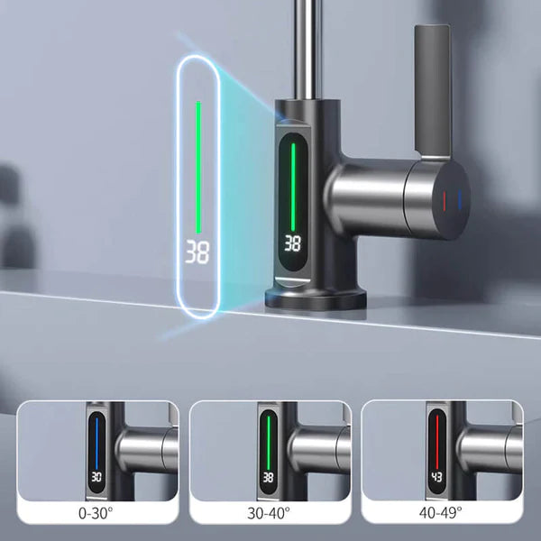 The pull-type lifting digital faucet is a must-have for kitchens and bathrooms.