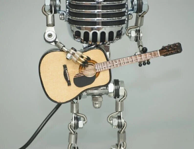 🔥Vintage Microphone Robot Desk Lamp - Get Free Guitar!!🎁
