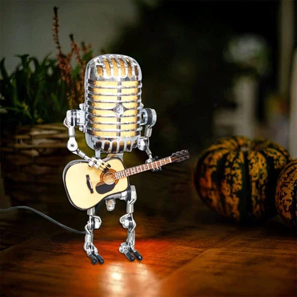 🔥Vintage Microphone Robot Desk Lamp - Get Free Guitar!!🎁