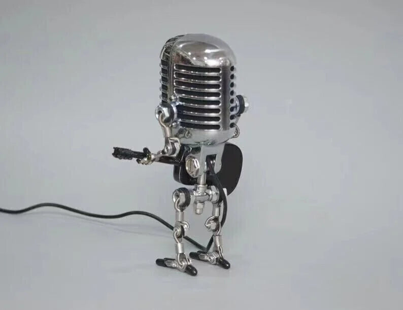 🔥Vintage Microphone Robot Desk Lamp - Get Free Guitar!!🎁
