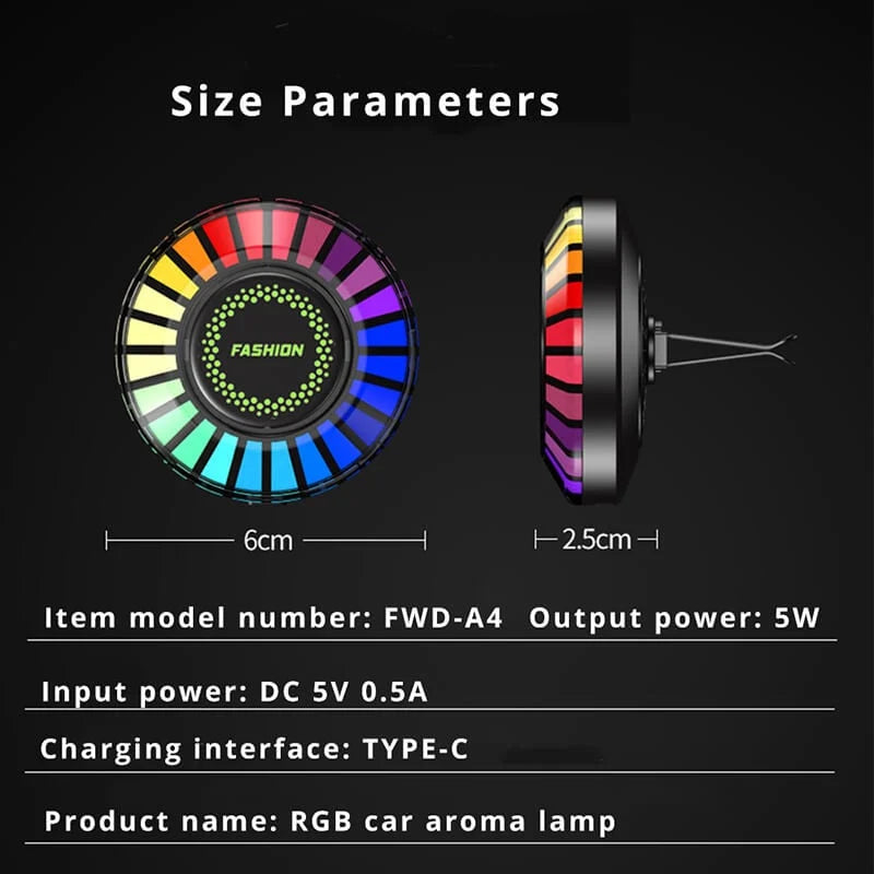 🔥Bluetooth Car RGB Ambient Light USB Vehicle Rhythm Fragrance Lamp Strip Air Freshener🔥