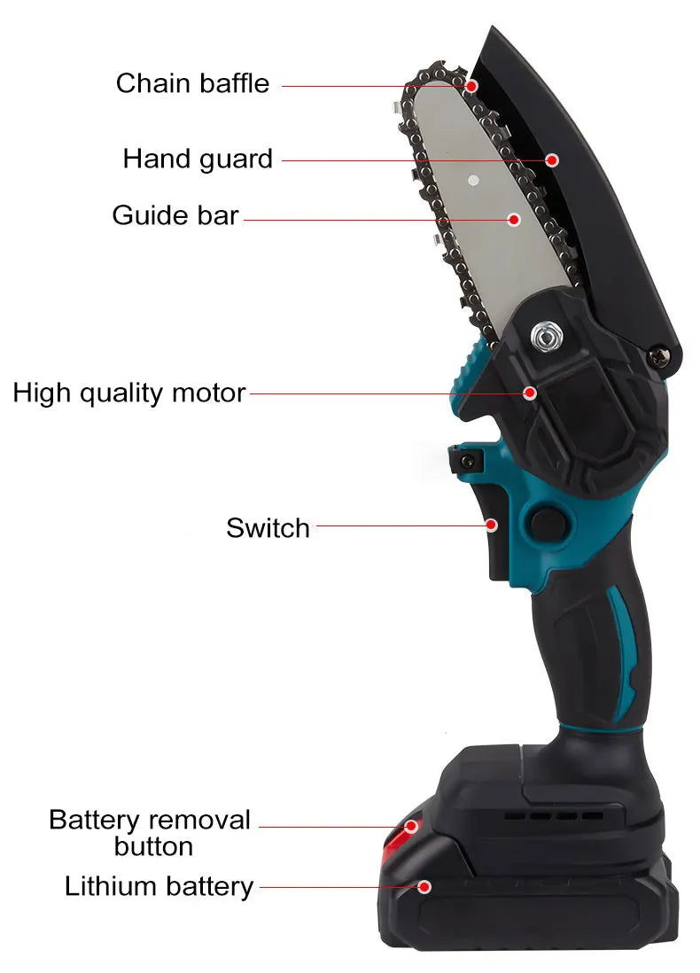 Rechargeable chain saw the battery sharpener wood cutting mini chain saw