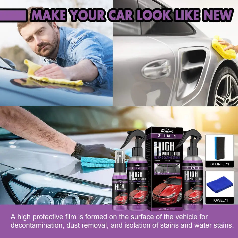 100ML 3 In 1 Car Nano Ceramic Coating Polishing Spraying Wax Forpolish car Wash Fortify Quick Coat Polish & Sealer