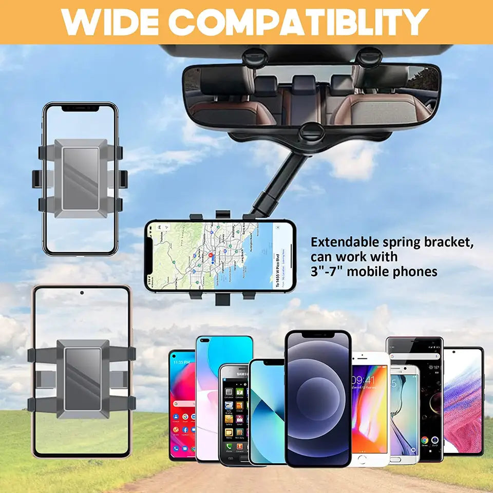 ODIER NEW 360 Rotatable Retractable Car Phone mount 2023 Multifunctional Adjustable Universal car rearview mirror phone holder