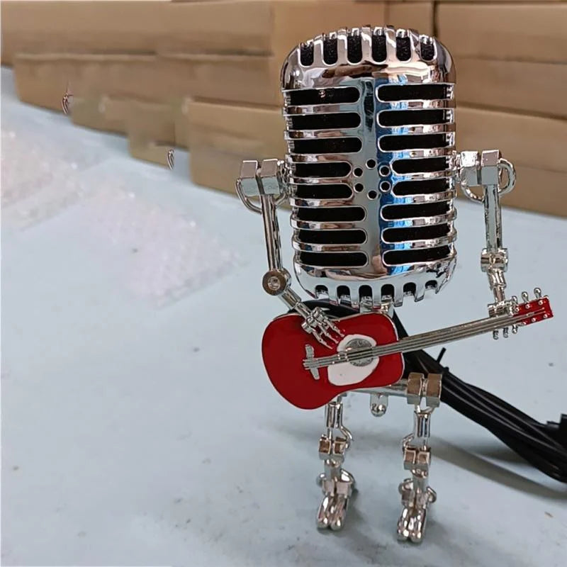 🔥Vintage Microphone Robot Desk Lamp - Get Free Guitar!!🎁