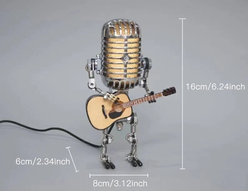 🔥Vintage Microphone Robot Desk Lamp - Get Free Guitar!!🎁