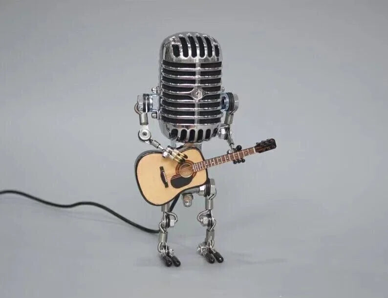 🔥Vintage Microphone Robot Desk Lamp - Get Free Guitar!!🎁