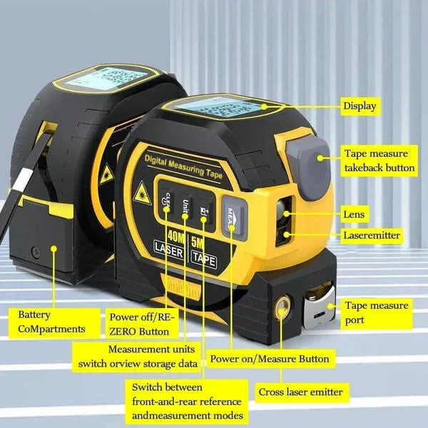 3-In-1 Infrared Laser Tape Measuring (Imperial & Metric)🎁