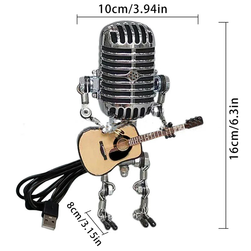 🔥Vintage Microphone Robot Desk Lamp - Get Free Guitar!!🎁