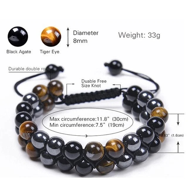 Triple Protection Bracelet-Genuine Tigers Eye Agate and Black gallstone-The Perfect Gift