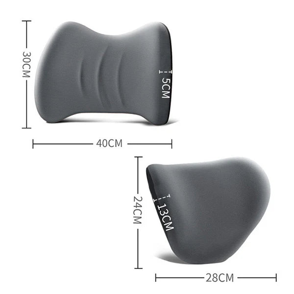 Ergonomic car seat headrest and lumbar support cushion