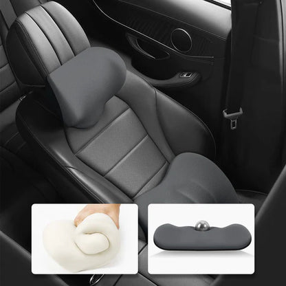 Ergonomic car seat headrest and lumbar support cushion