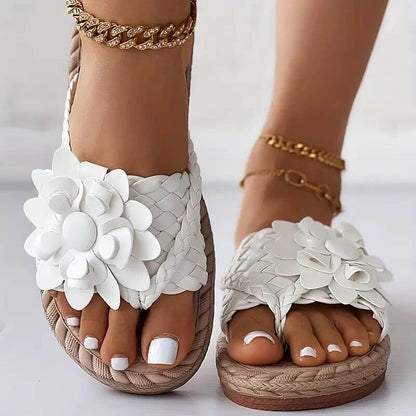 Women's Flower Flat Flip Flops