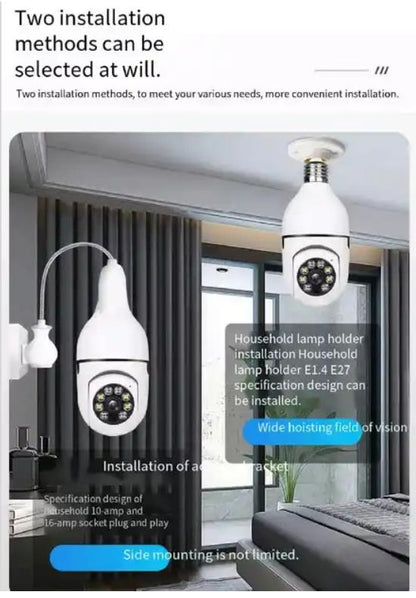 "Wireless Light Bulb Camera Home Surveillance Network Camera HD Indoor WiFi Monitor Mobile Remote"