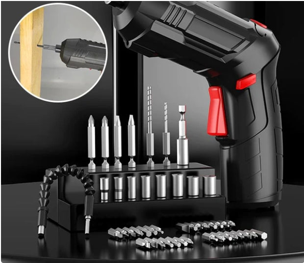 USB rechargeable, rotatable screwdriver 47-piece tool set with tool case