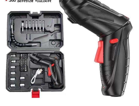 USB rechargeable, rotatable screwdriver 47-piece tool set with tool case