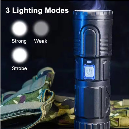 RTS Zoom Flashlight Strong Light Rechargeable Household Outdoor Portable Durable Long-range Ultra-bright Led ABS Flashlight