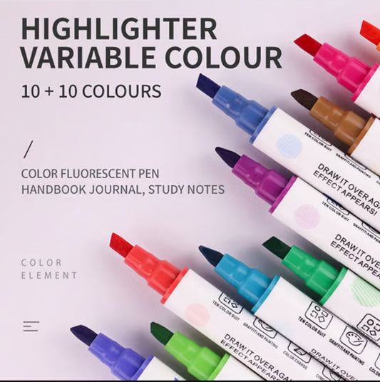 Double-ended color-changing handwriting pen