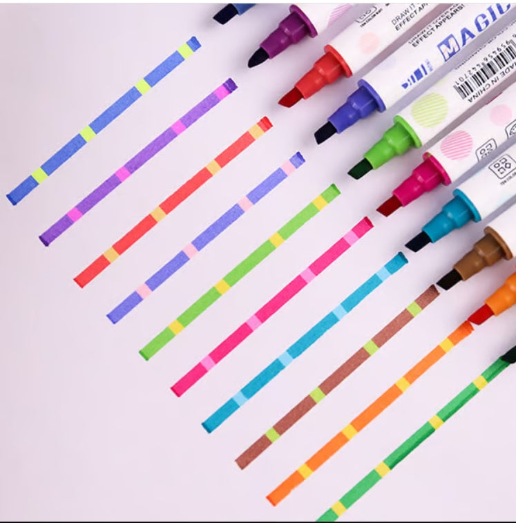 Double-ended color-changing handwriting pen