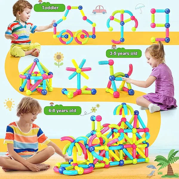 Magnet Building Tiles Clear Magnetic 3D Building Blocks Construction 84 Pcs Educational Toys for Kids