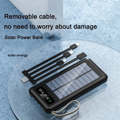 High-quality mobile phone emergency charging outdoor solar charger solar ultra-large capacity mobile power supply shared with its own line 20000 mAh charging