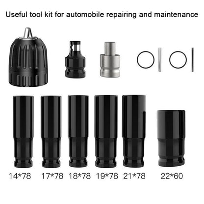 Electric Wrench + 2 Batteries + 13 Pcs 1/2 Impact Wrench Hex Socket Driver Bit Set