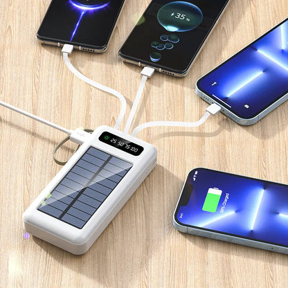 High-quality mobile phone emergency charging outdoor solar charger solar ultra-large capacity mobile power supply shared with its own line 20000 mAh charging