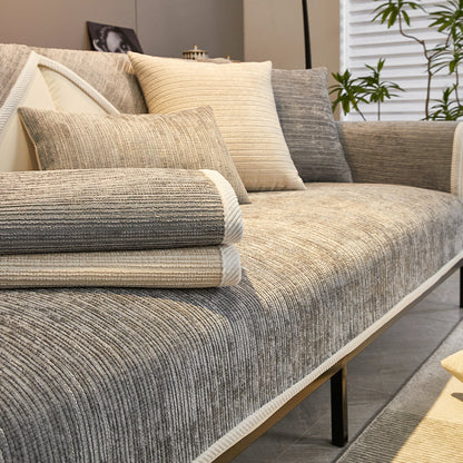 Simple Striped Chenille Anti-scratch Couch Cover