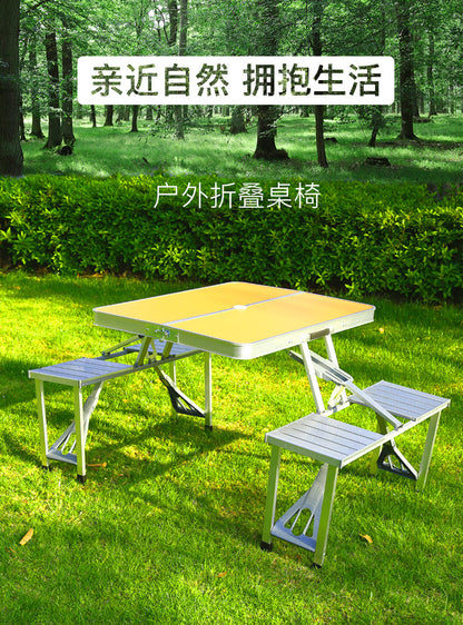 PORTABLE FOLDING TRAVEL PICNIC TABLE & CHAIRS WOODEN STYLE