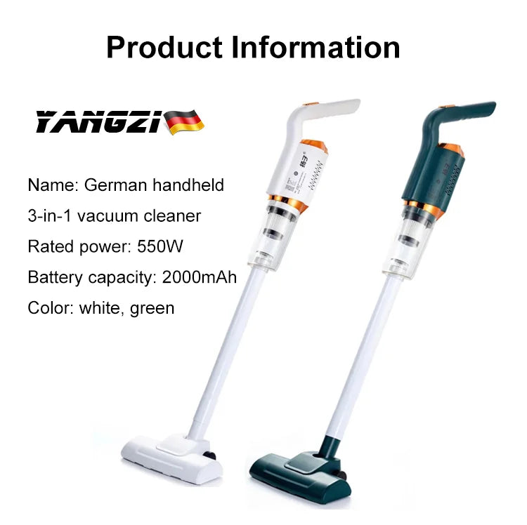 Wireless strong endurance, multifunctional large suction, a variety of suction head can be replaced, can be used in the home car. Say goodbye to dirt and dust with the Home Handheld Cordless Vacuum Cleaner!