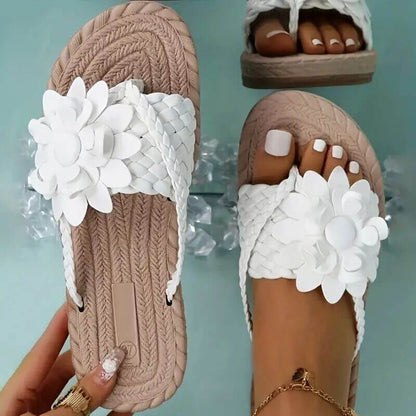 Women's Flower Flat Flip Flops