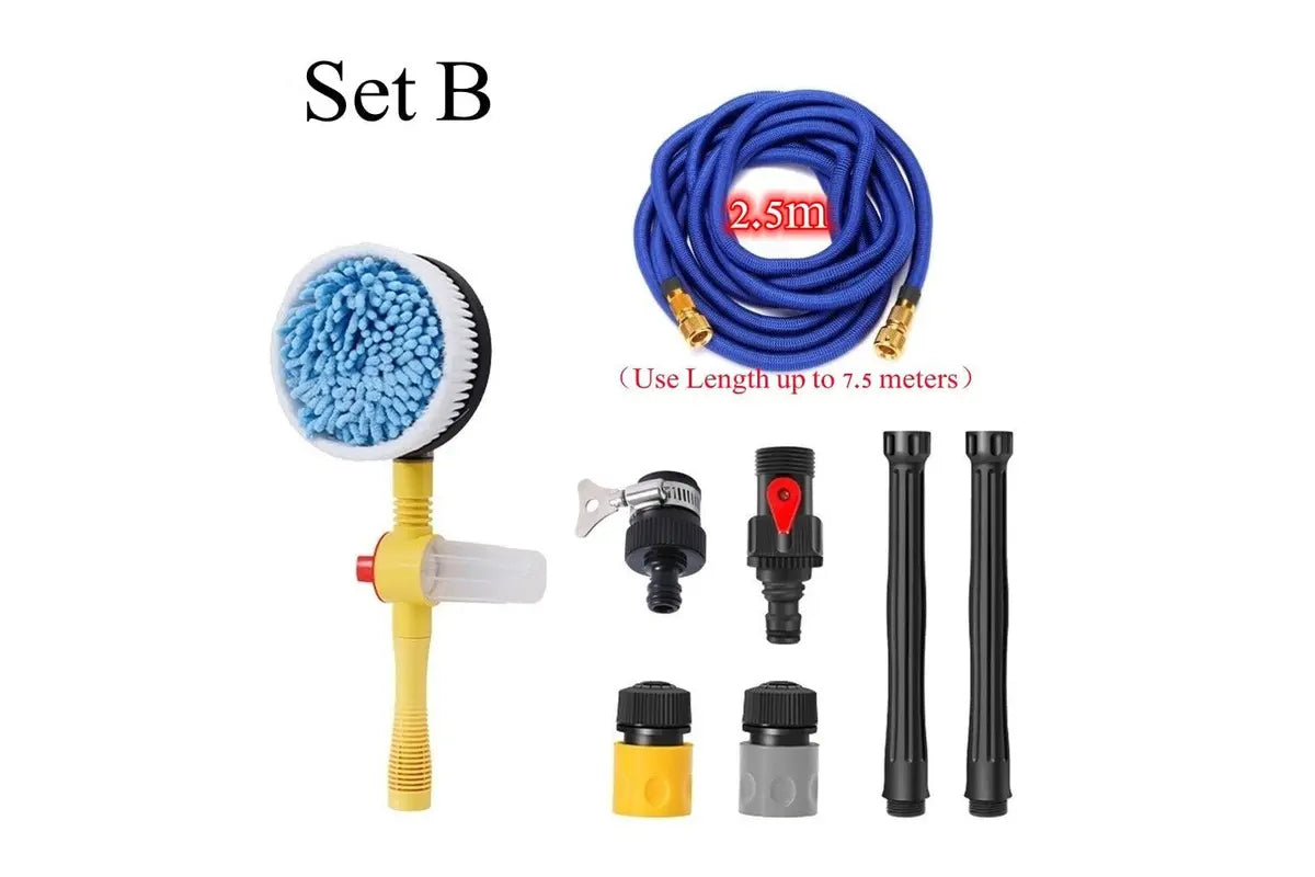 Car Rotary Wash Brush Kit 360 Degree Automatic Rotating Adjustable Dip Wash Brush High Pressure Washer for Vehicle Cleaning