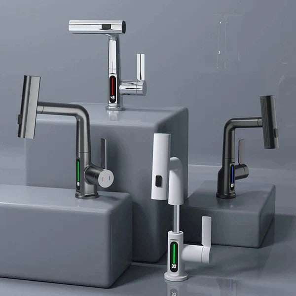 The pull-type lifting digital faucet is a must-have for kitchens and bathrooms.