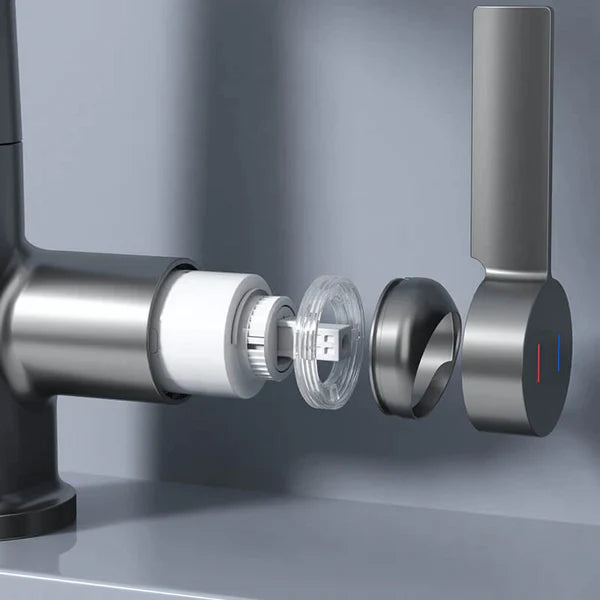 The pull-type lifting digital faucet is a must-have for kitchens and bathrooms.