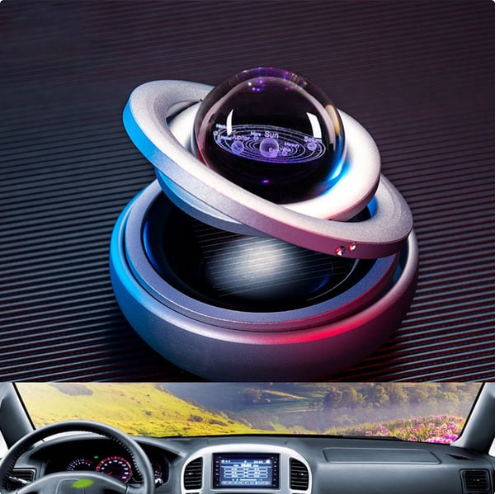 Solar Rotating Double Ring Suspension Car Aromatherapy Ornament