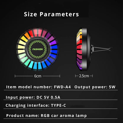 🔥Bluetooth Car RGB Ambient Light USB Vehicle Rhythm Fragrance Lamp Strip Air Freshener🔥