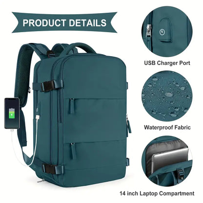 Multi Functional Travel Backpack, Carry On Luggage Bag With Shoes Compartment, Large Capacity Outdoor Sports Daypack