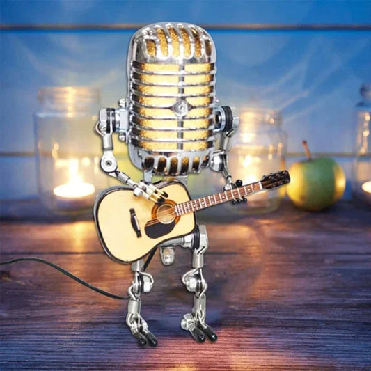 🔥Vintage Microphone Robot Desk Lamp - Get Free Guitar!!🎁